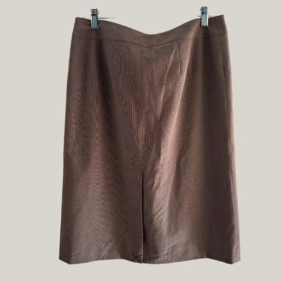 Apt 9 Stretch Women's No Band Zip Up Skirt Size 10  Brown - Picture 4 of 7